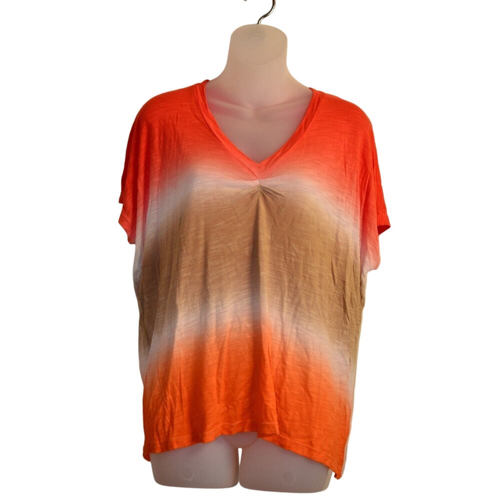 Young Fabulous & Broke S Shirt Top Tie Dye Orange Coral Brown Oversized YFB